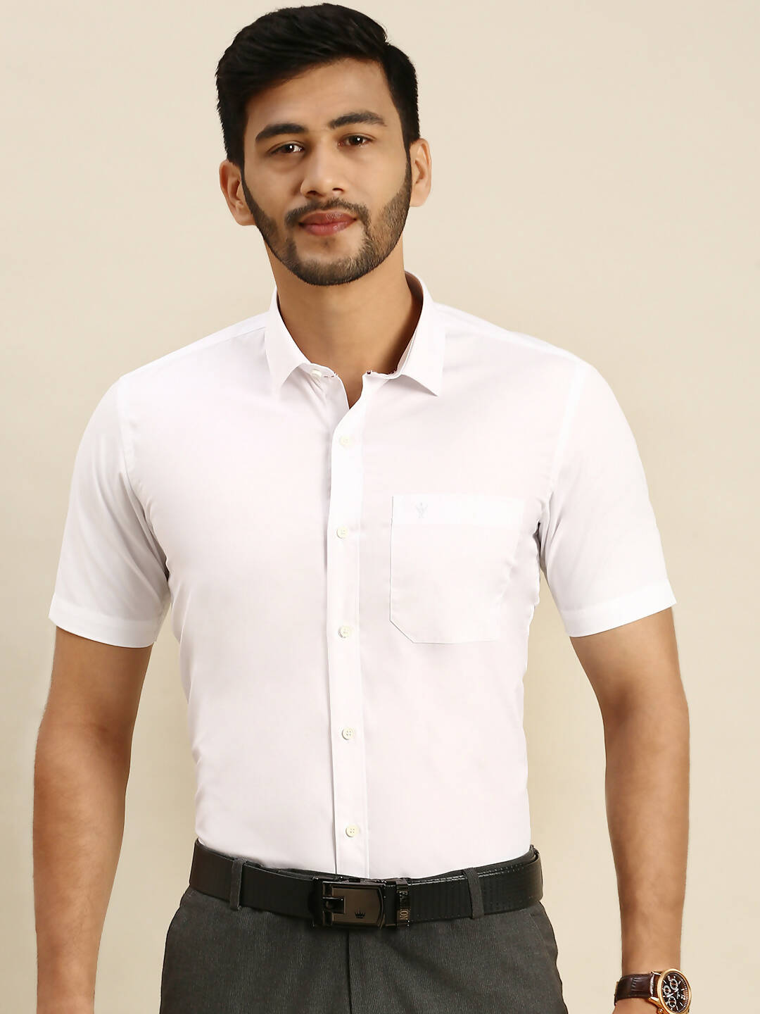 Ramraj Cotton Mens Half Sleeve White Shirt Plus Size - 100% Cotton 
