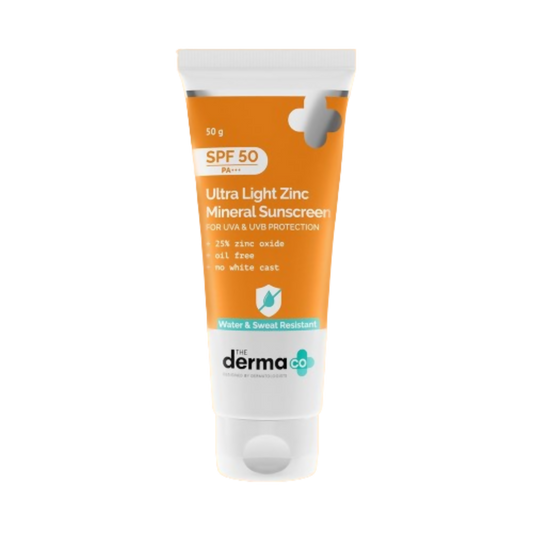 The Derma Co Ultra Light Zinc Mineral Sunscreen with SPF 50 Genie India