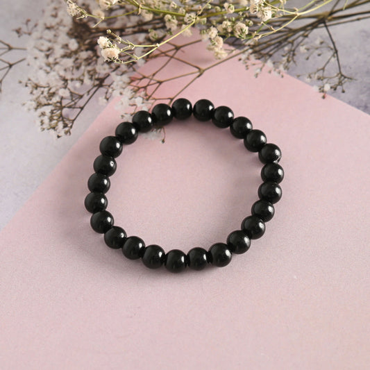 NVR Men & Women Black Marbel Crystal Elasticated Bracelet | Grab2Buy
