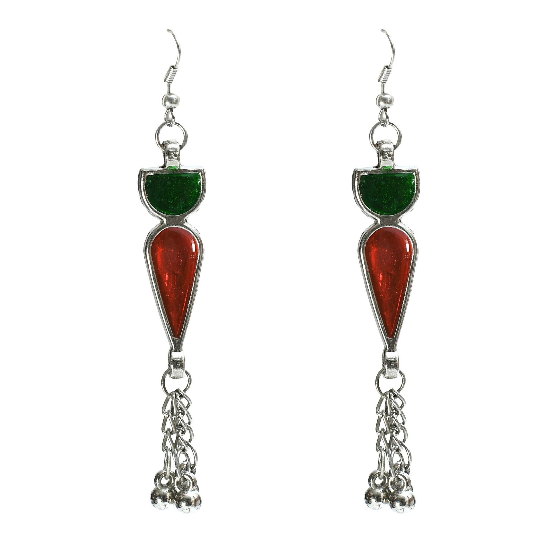 Mominos Fashion Johar Kamal Oxidised Silver-Plated Meenakari Multi Long Necklace Set For Women - Grab2buy