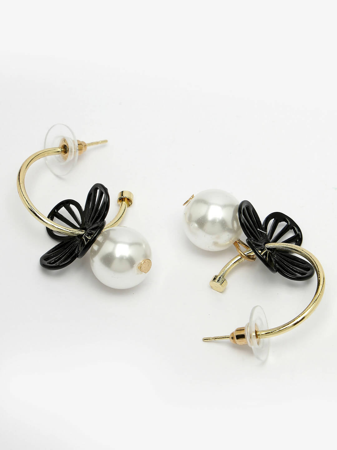 NVR Women Gold-Toned Teardrop Shaped Drop Earrings 