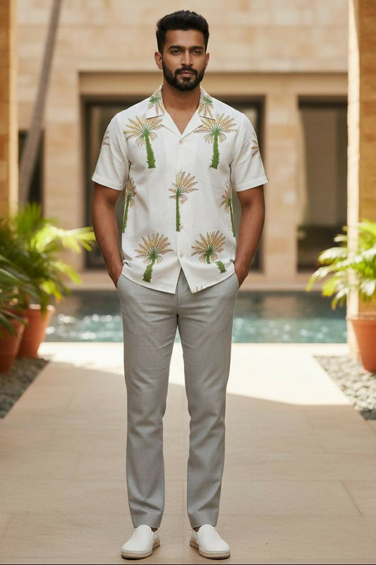 Leisure — Ivory Ajrakh Cotton Shirt by Hilo Design