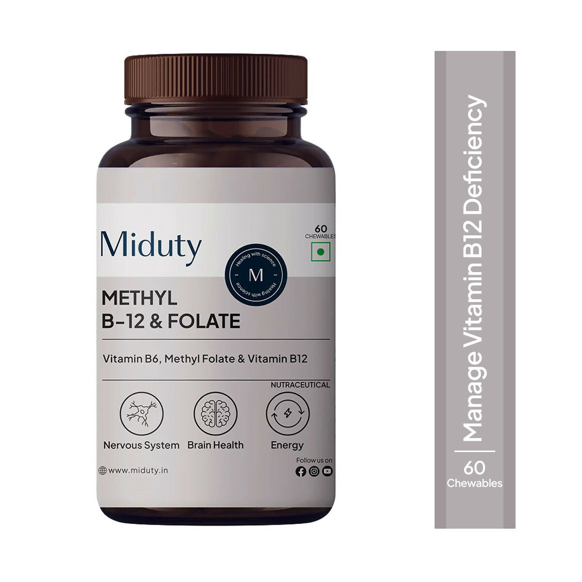Miduty Vitamin B12 - Methyl Folate Chewables 
