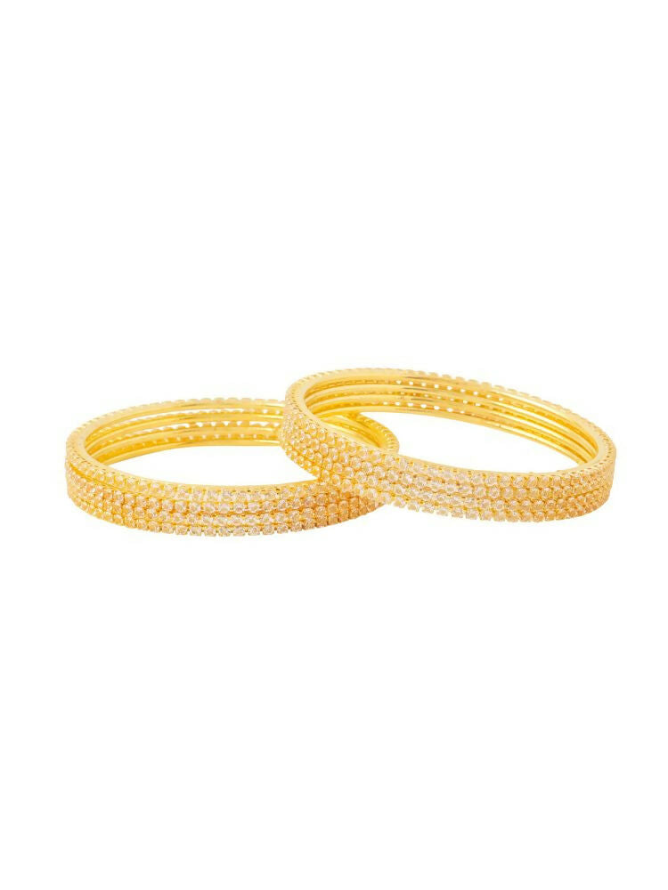 NVR Women Set of 8 American Diamond Gold-Polished Bangles 