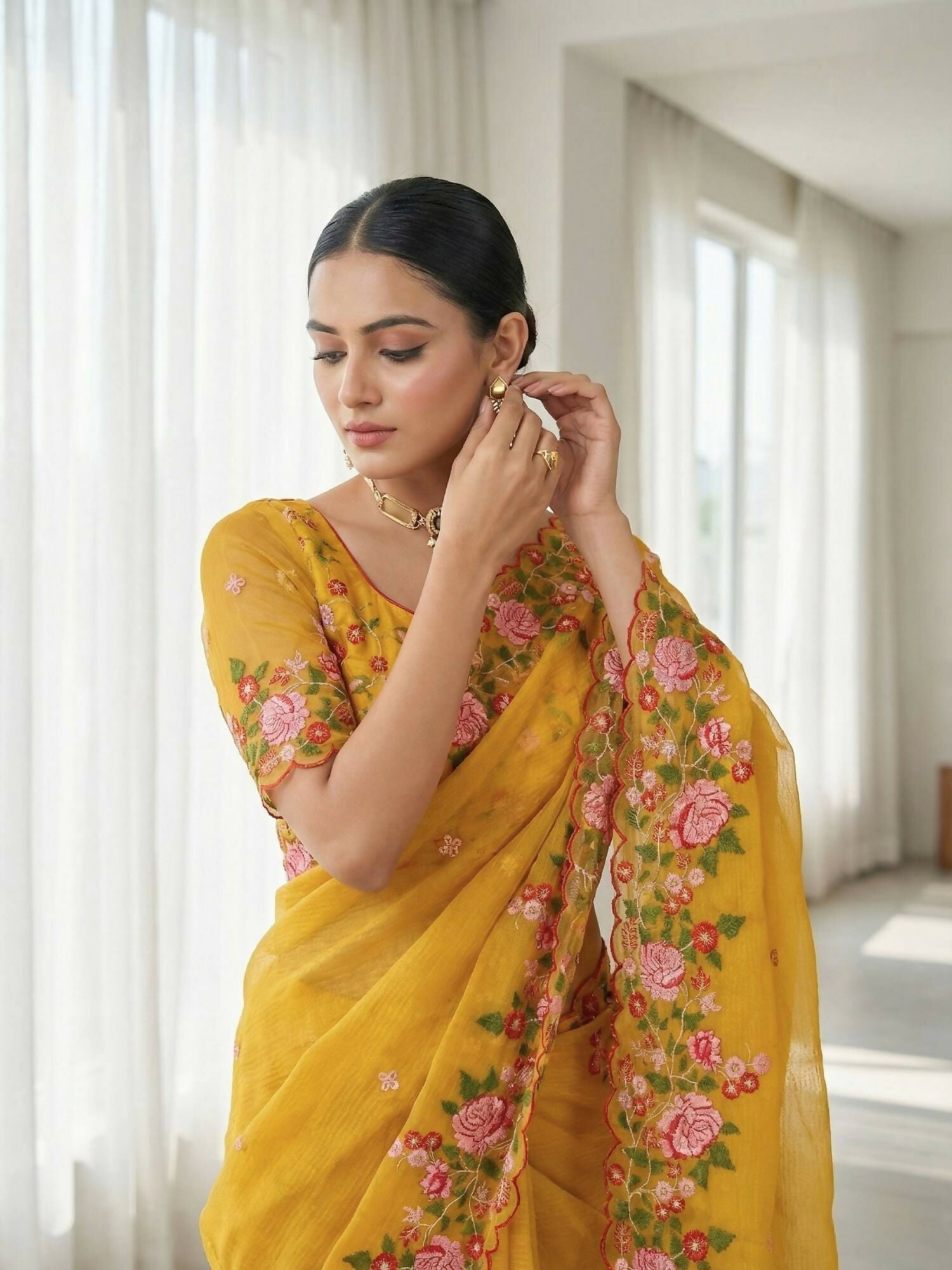 Joban Fashion Yellow Candy Crush Party Wear Sarees