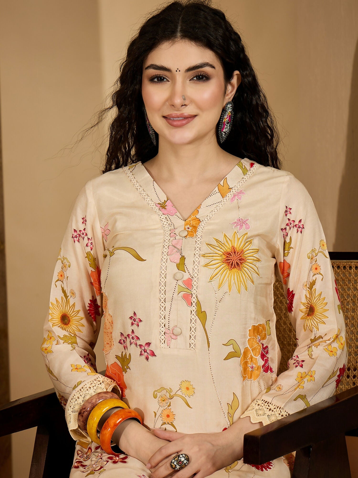 Joban Fashion Printed Cream Pure Cotton Cord Set