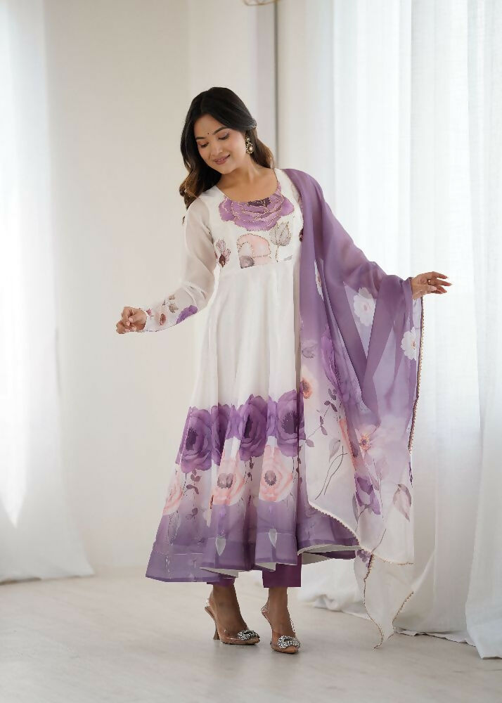 Joban Fashion Onion Pink Kurta Set Organza Sequin Embroidery Work 