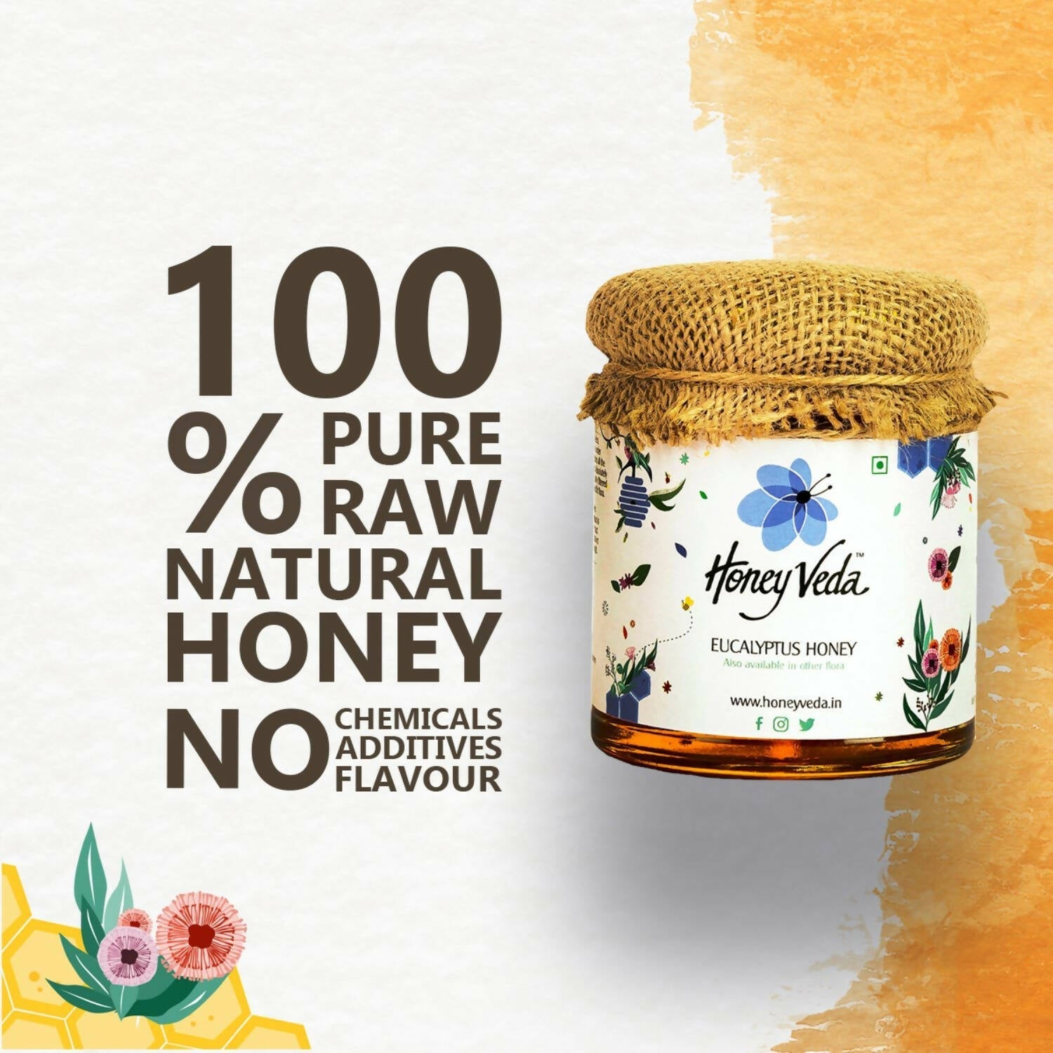 HoneyVeda Premium Raw Eucalyptus Honey 