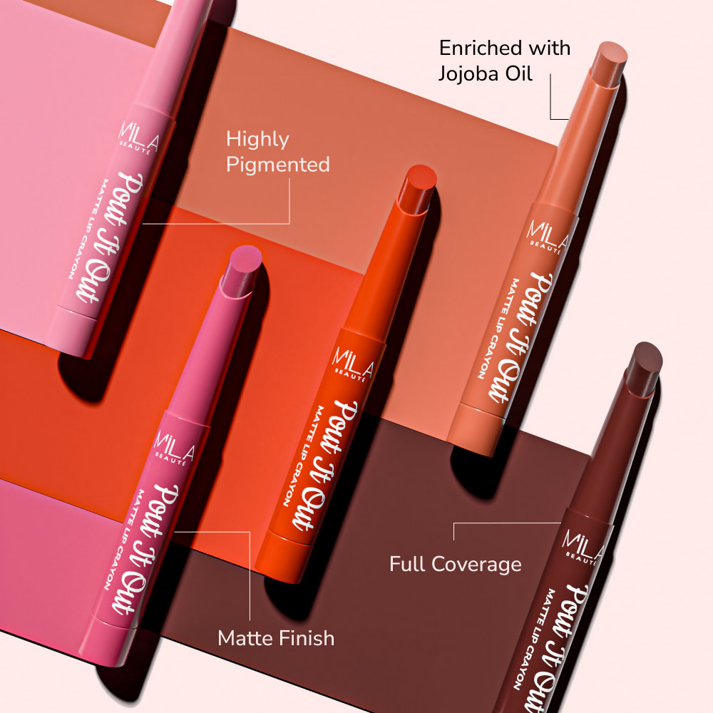 Mila Beaute Pout It Out Long Lasting & Matte Finish Lip Crayon Lipstick - Jasmine