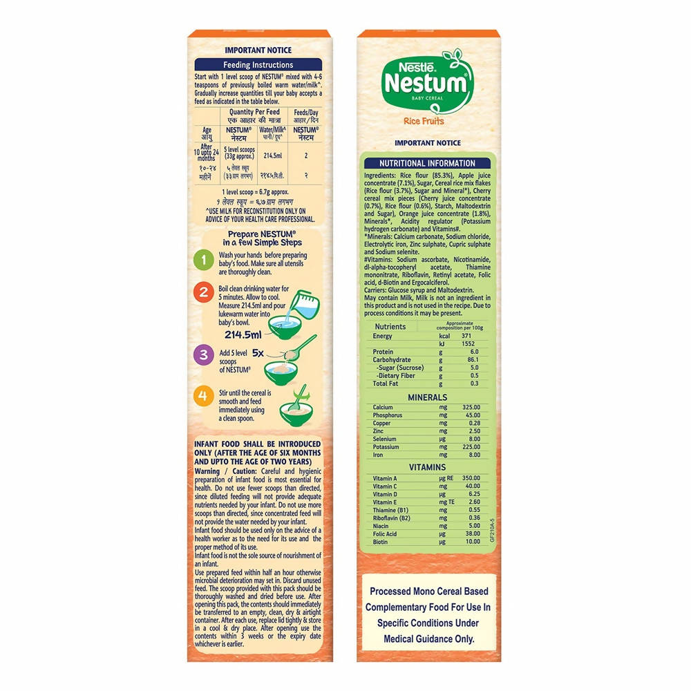 Nestle Nestum Baby Cereal-Rice Fruits (10 to 24 Months) 