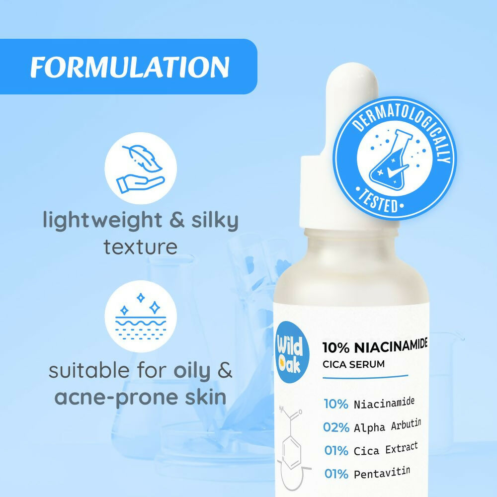 Wild Oak 10% Niacinamide Cica Serum For Face Reduces Sebum Pigmentation, Evens Skin Tone & Minimises Pores  Grab2Buy Wild Oak Grab2Buy