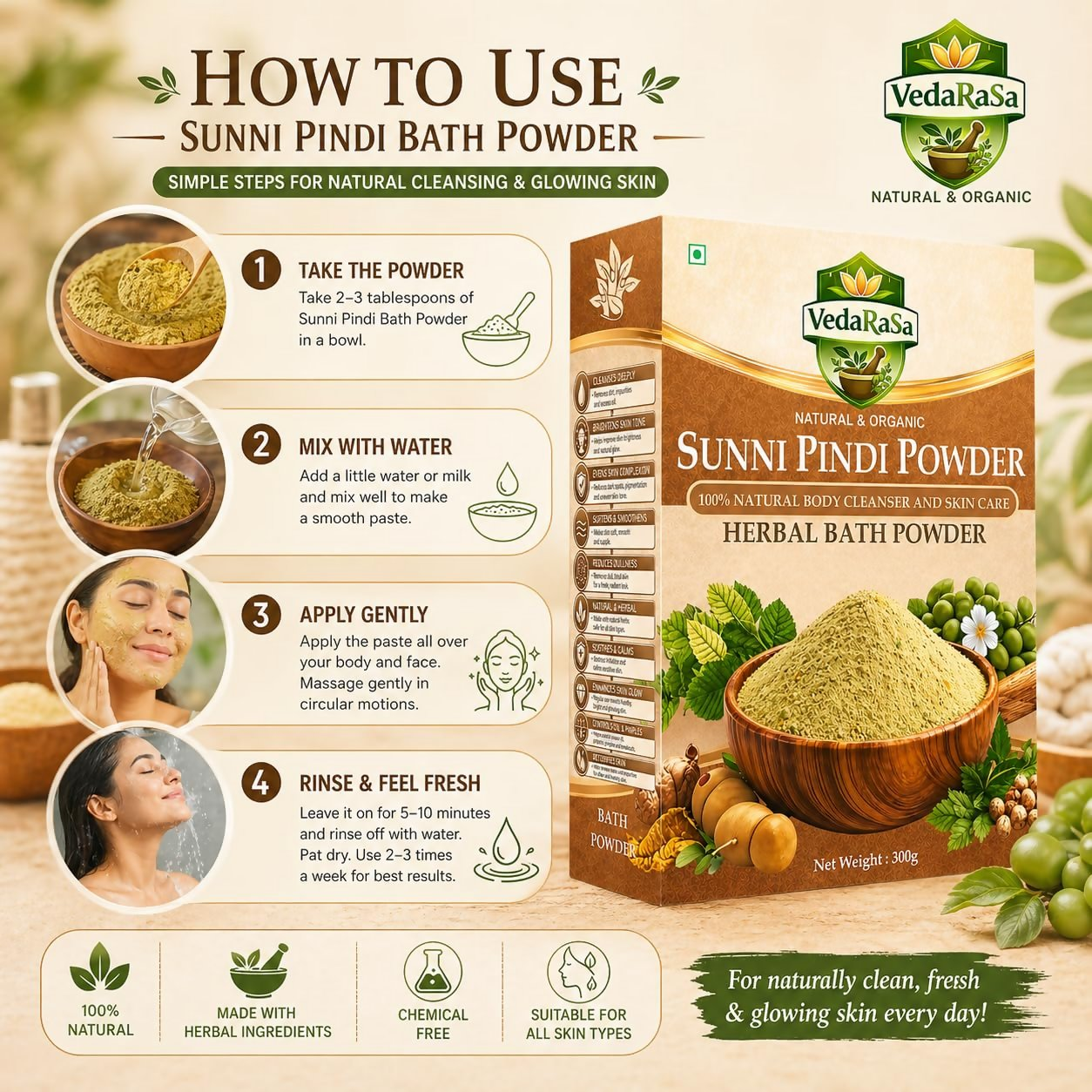 VedaRasa Sunni Pindi Herbal Bath Powder  Grab2Buy VedaRasa Grab2Buy
