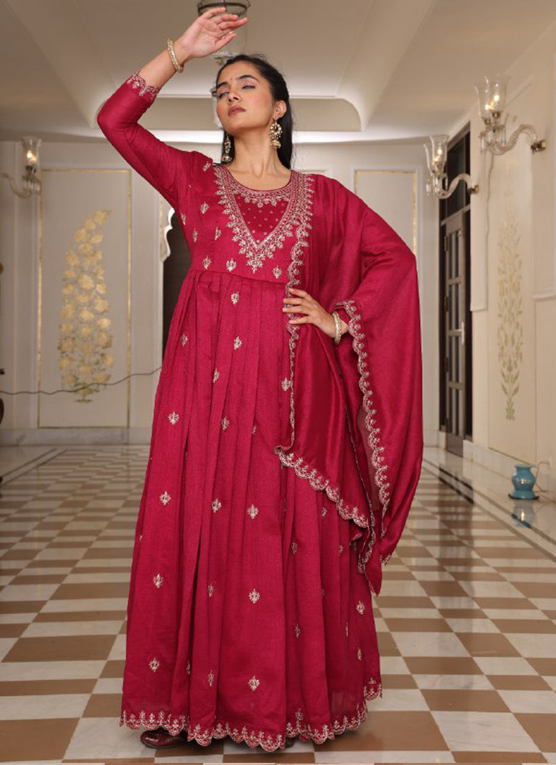Prazu Fashion Pink Soft Silk Thread Sequence Designer Suit