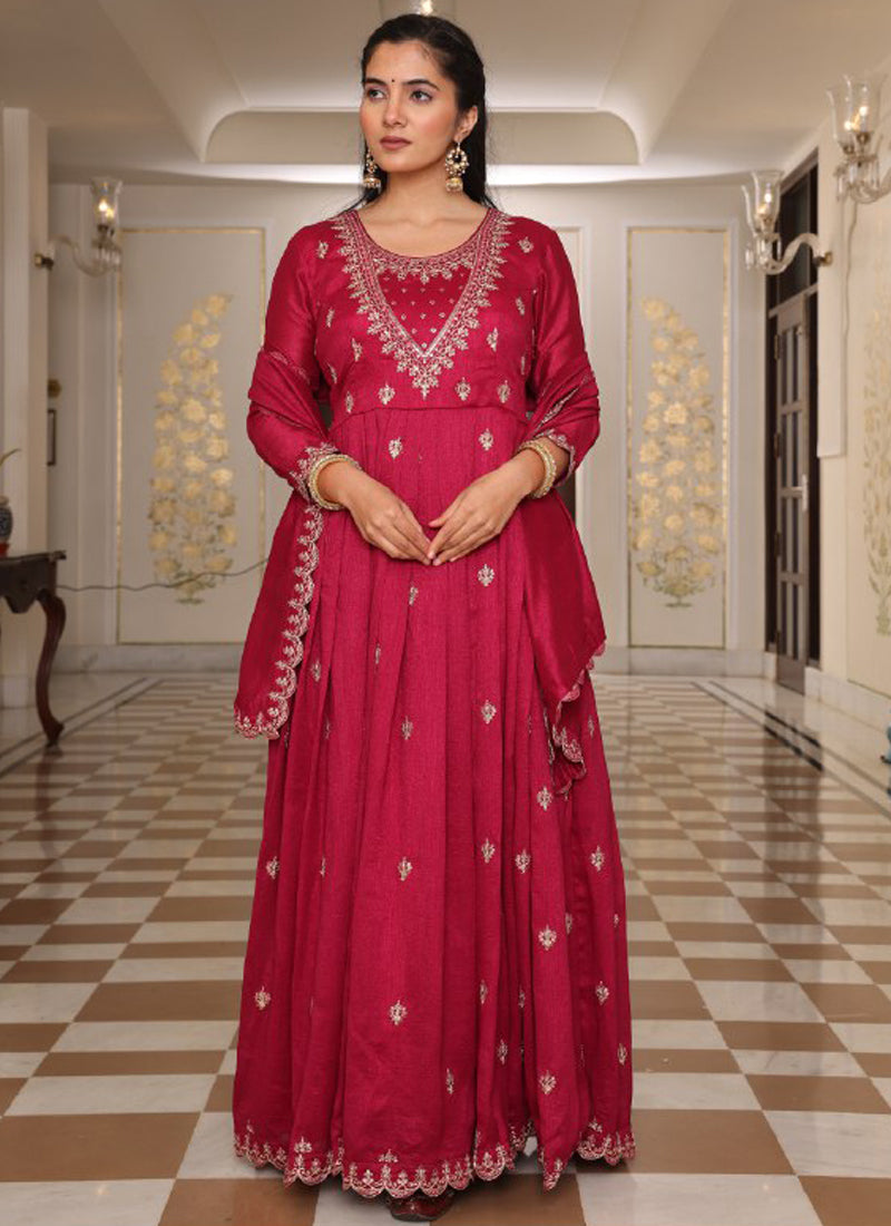 Prazu Fashion Pink Soft Silk Thread Sequence Designer Suit
