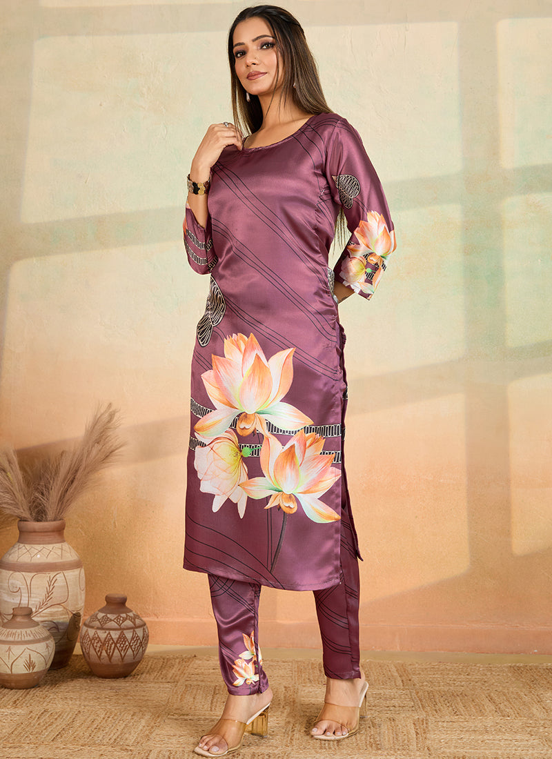 Prazu Fashion Onion Pink Printed Cotton Reyon Kurta Pant Set