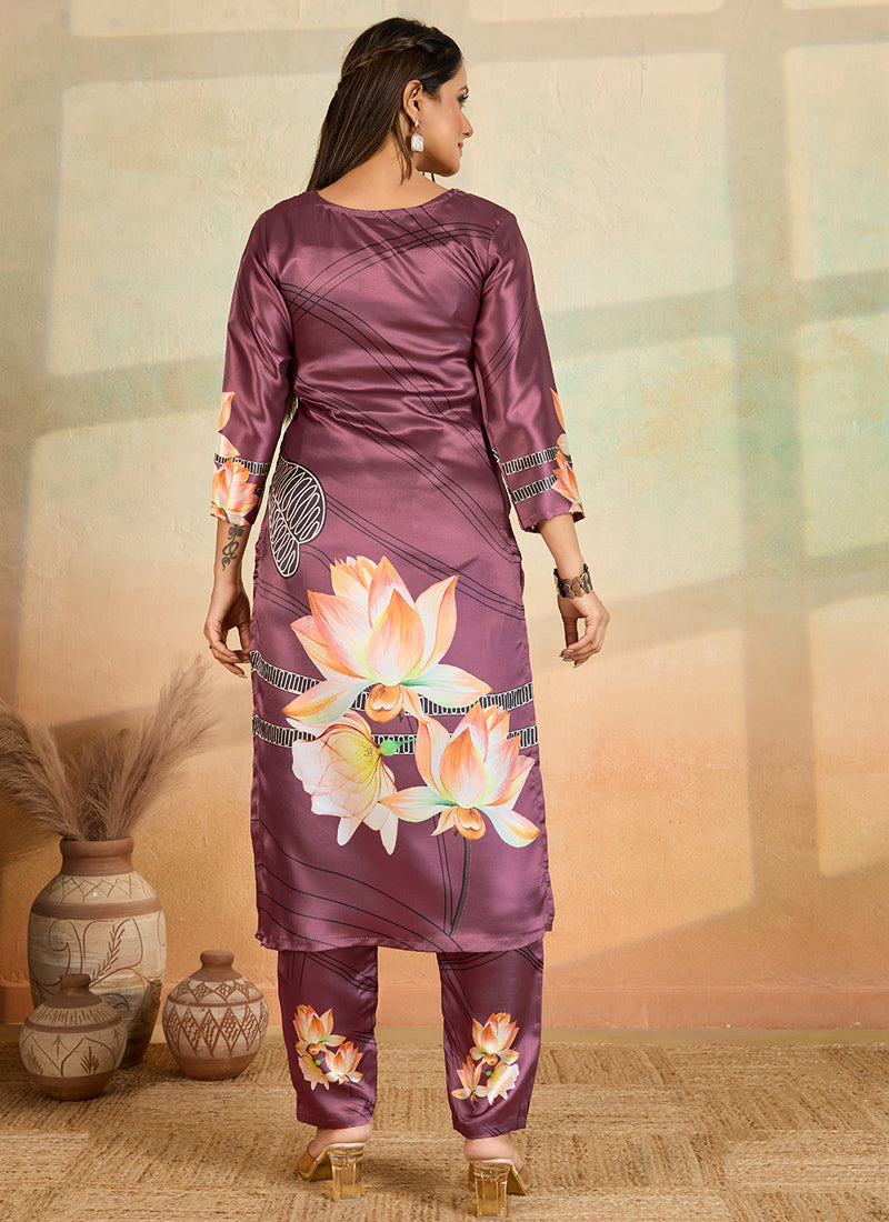 Prazu Fashion Onion Pink Printed Cotton Reyon Kurta Pant Set