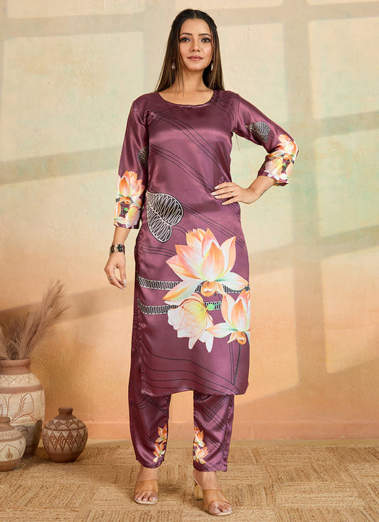 Prazu Fashion Onion Pink Printed Cotton Reyon Kurta Pant Set