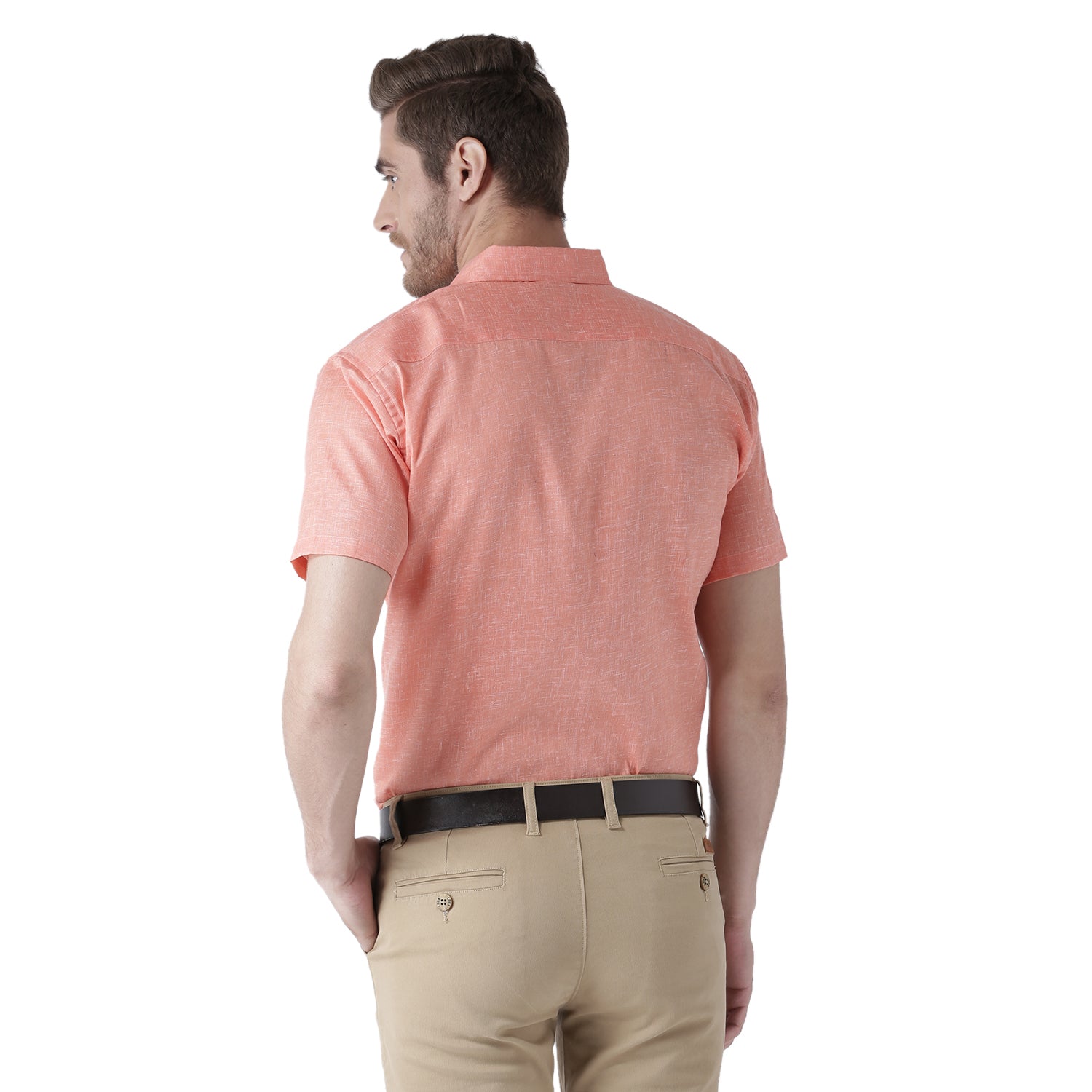 RIAG Orange Men's Half Sleeves Solid Shirt