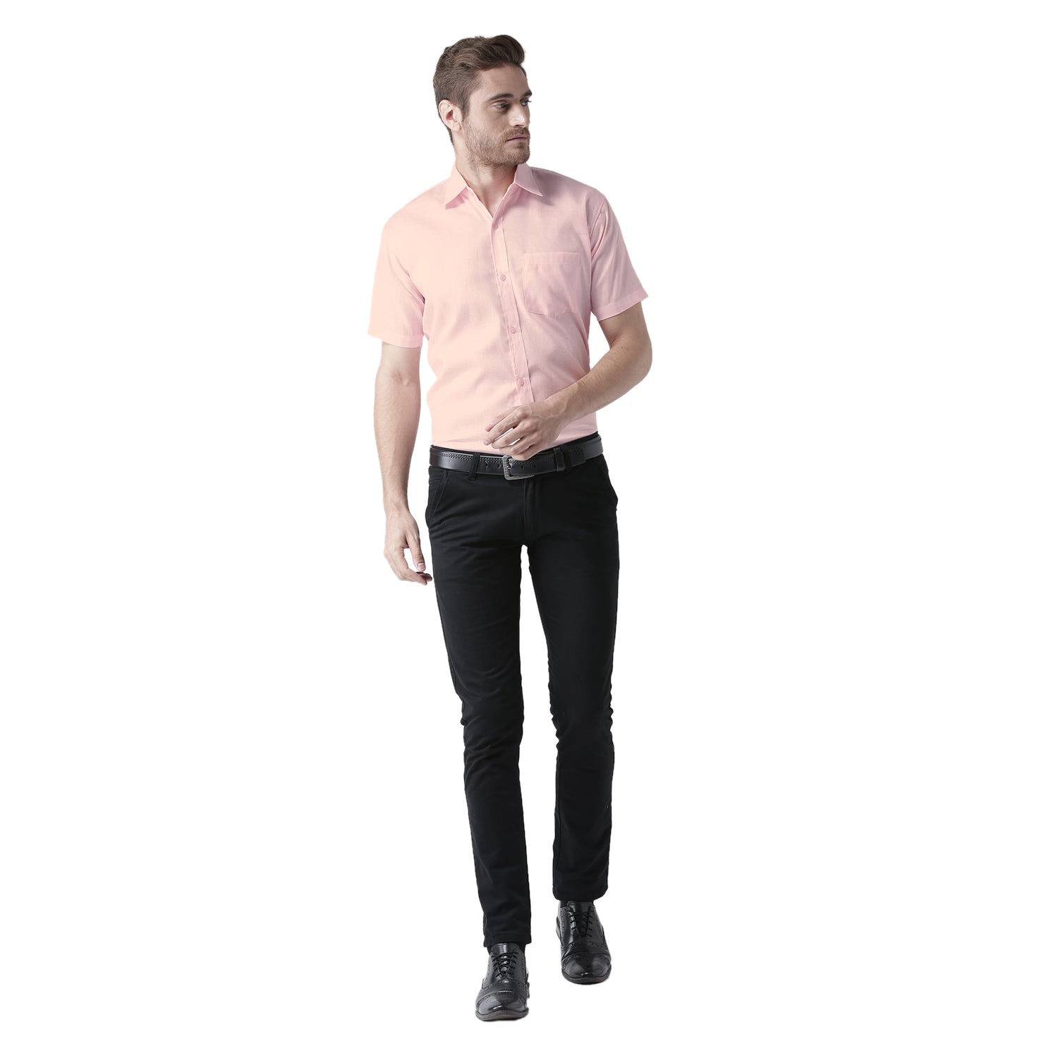RIAG Pink Men's Half Sleeves Solid Shirt