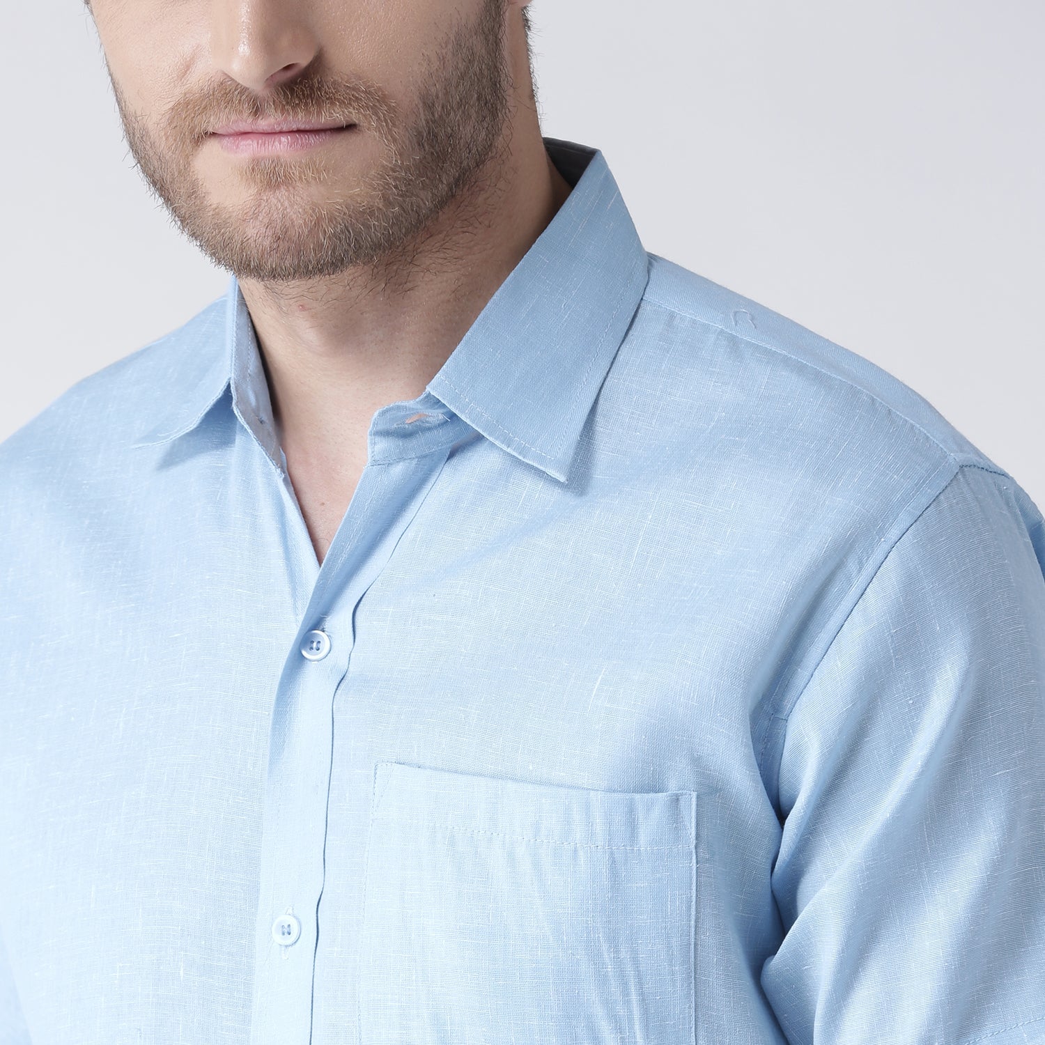 RIAG Light Blue Men's Half Sleeves Solid Shirt