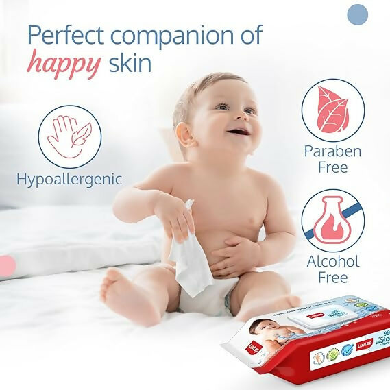 LuvLap Paraben Free 99% Pure Water Nourishing Baby Wipes, with Fliptop Lid