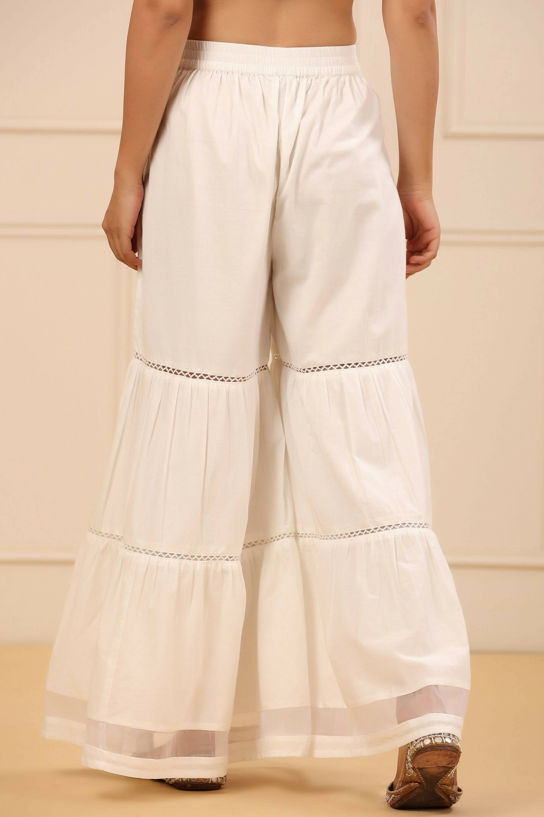 Juniper Women's White Cambric Tiered Sharara