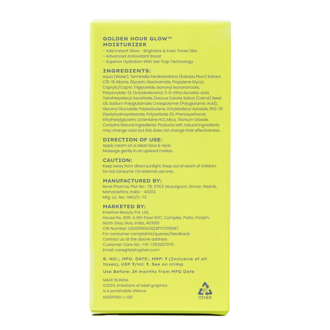 Hyphen Golden Hour Glow Face Moisturizer with Triple Vitamin C & 3% Niacinamide 