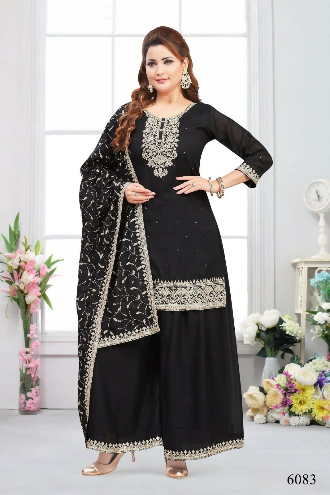 Joban Fashion Chinon Silk Black Color Kurta Set