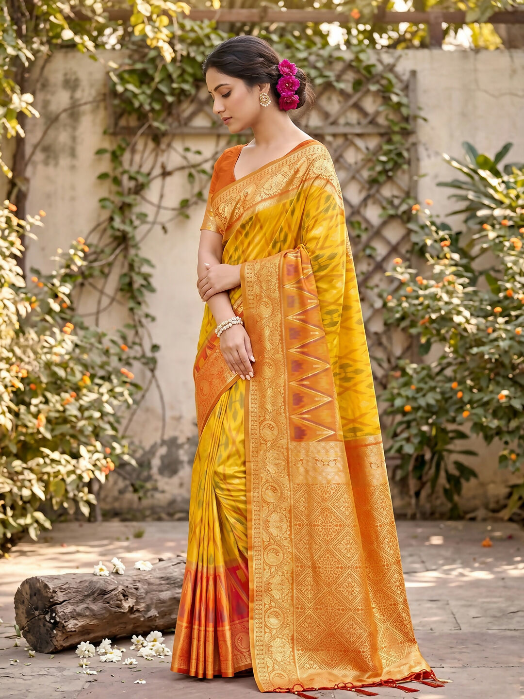 Shree Shyam Fashion Yellow Soft Silk Saree