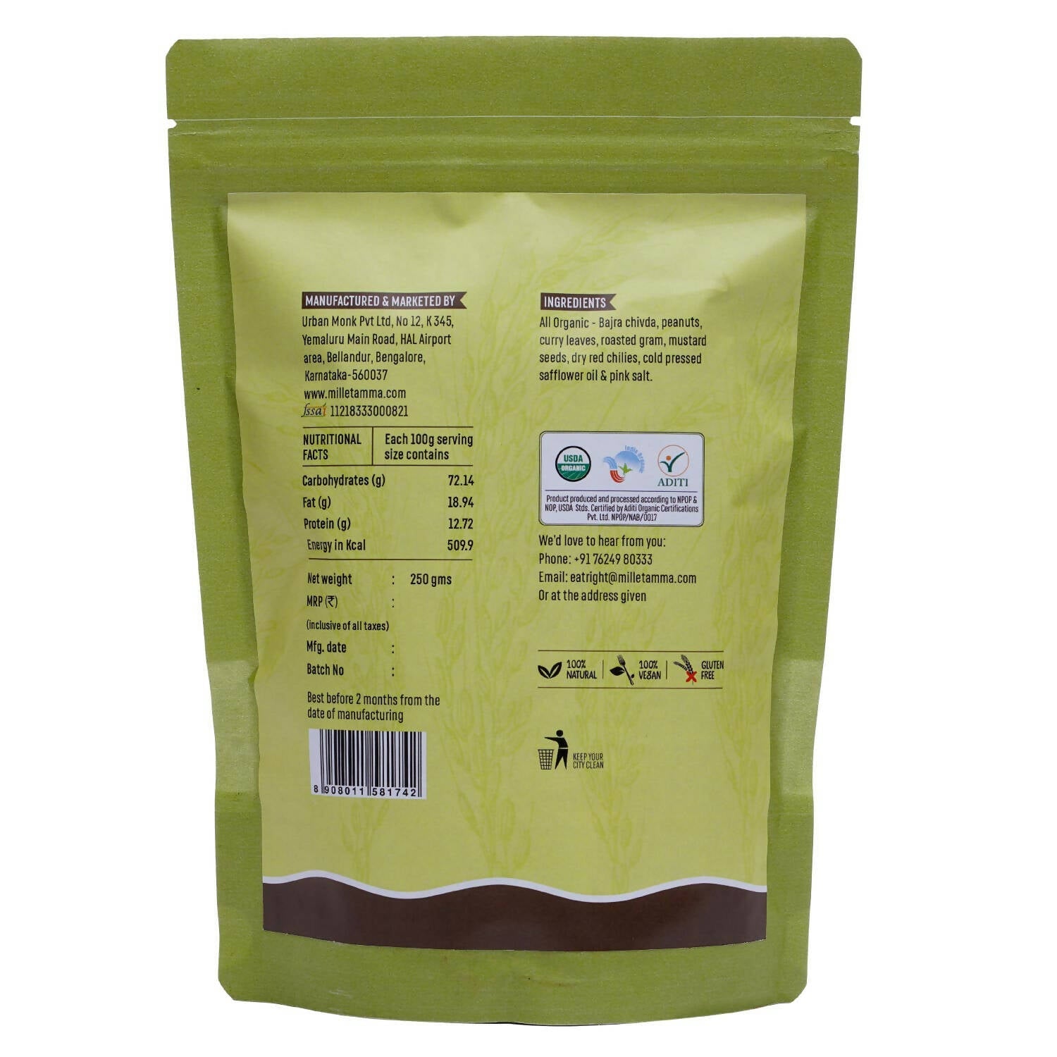 Millet Amma Organic Bajra Chivda Namkeen - Grab2buy