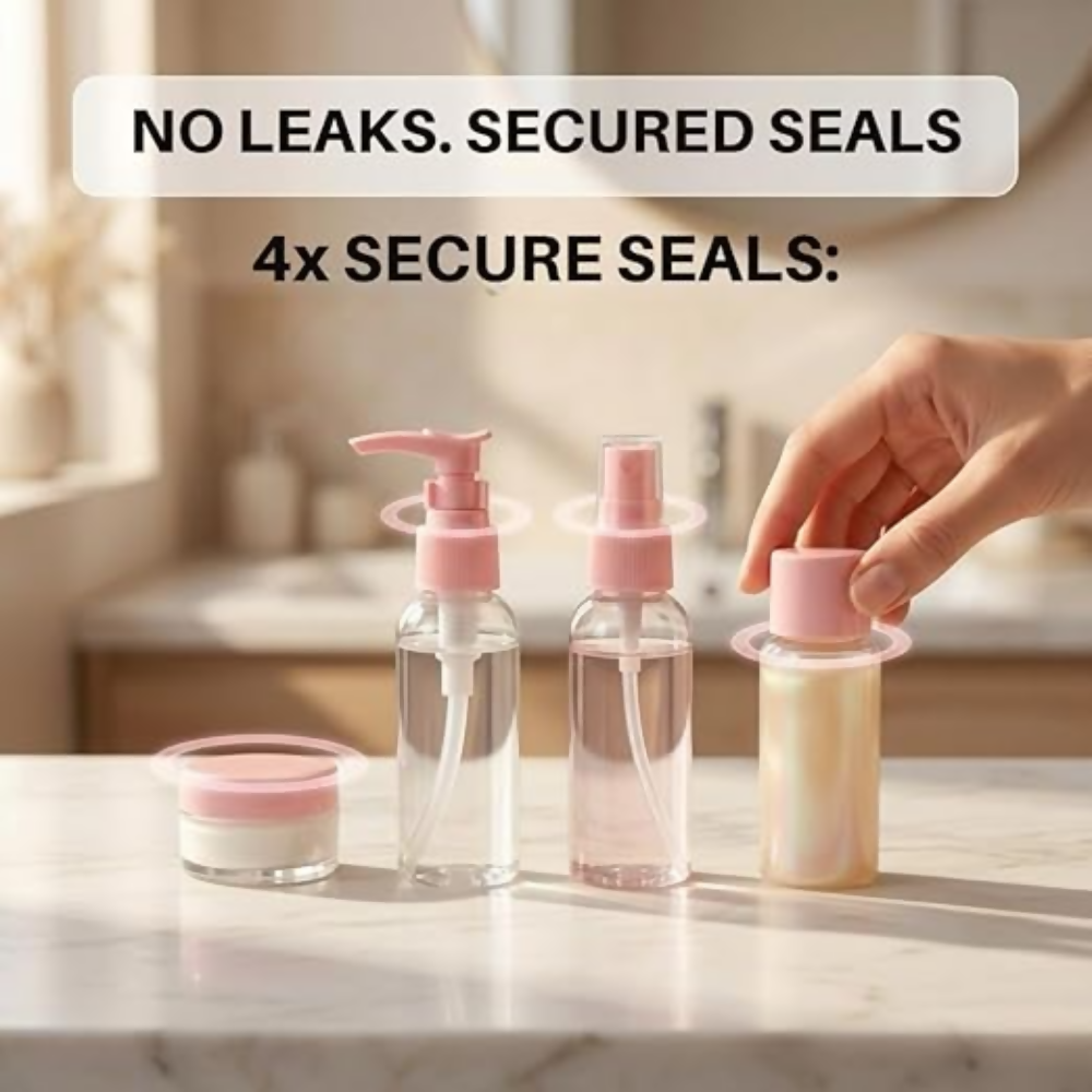 Temperia Travel Bottles for Toiletries - Refillable Empty Mini Containers with Pouch  Grab2Buy Temperia Grab2Buy