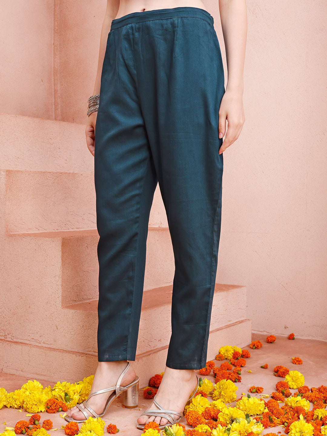 Hand Embroidered Kurta With Pant And Dupatta Set, Multicolor - Hiral Fashion