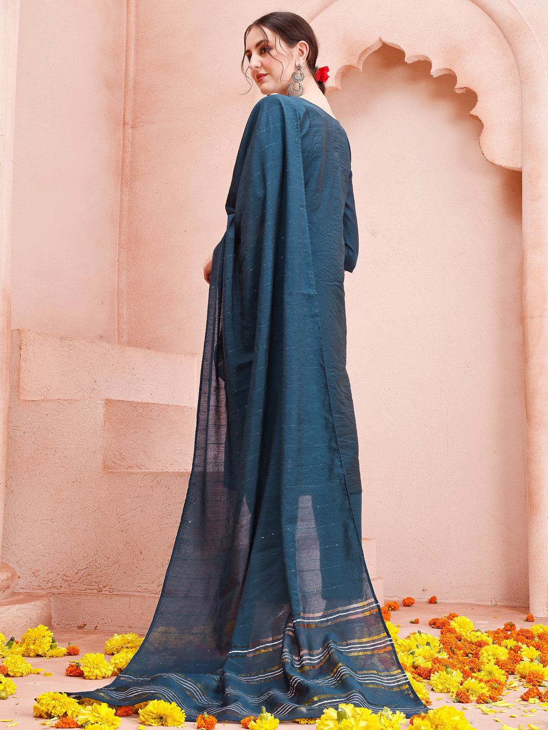 Hand Embroidered Kurta With Pant And Dupatta Set, Multicolor - Hiral Fashion