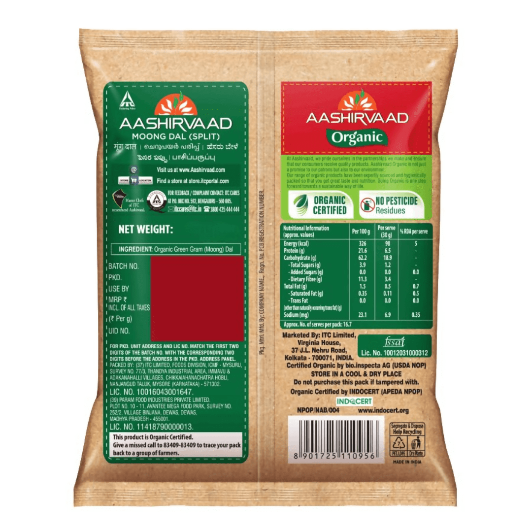Aashirvaad Organic Moong Dal - Grab2buy