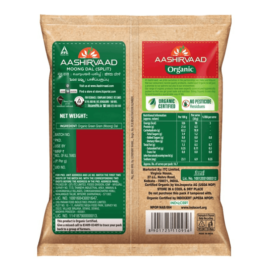 Aashirvaad Organic Moong Dal - Grab2buy