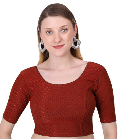 Vamika Cotton Lycra Stretchable Fabric Brown Stretchable Blouse
