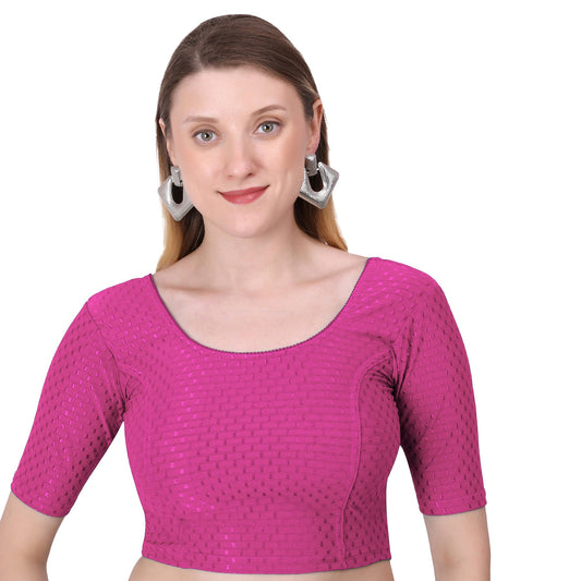 Vamika Cotton Lycra Stretchable Fabric Baby Pink Stretchable Blouse