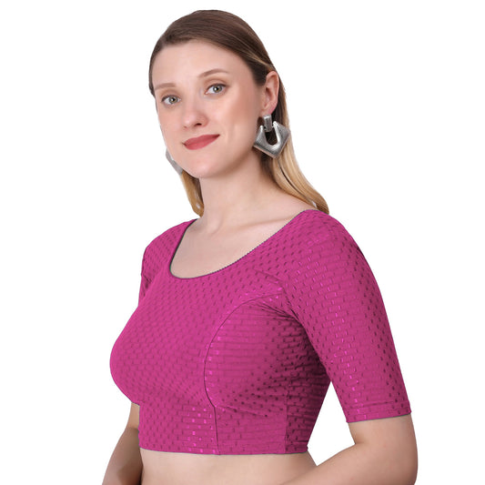 Vamika Cotton Lycra Stretchable Fabric Baby Pink Stretchable Blouse