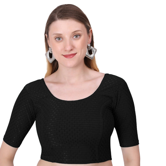 Vamika Cotton Lycra Stretchable Fabric Black Stretchable Blouse