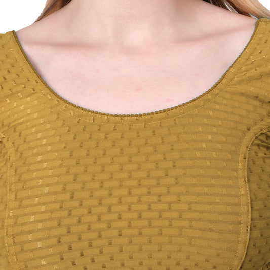 Vamika Cotton Lycra Stretchable Fabric Gold Stretchable Blouse