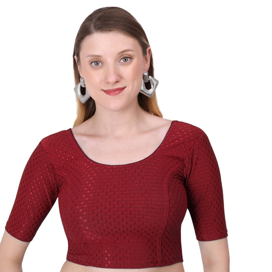 Vamika Cotton Lycra Stretchable Fabric Maroon Stretchable Blouse