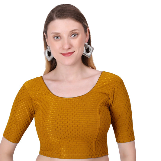 Vamika Cotton Lycra Stretchable Fabric Mustard Stretchable Blouse