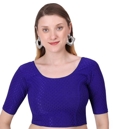Vamika Cotton Lycra Stretchable Fabric Navy Stretchable Blouse