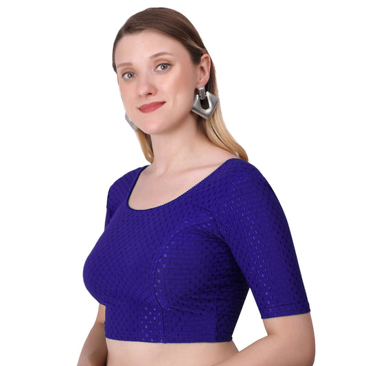 Vamika Cotton Lycra Stretchable Fabric Navy Stretchable Blouse