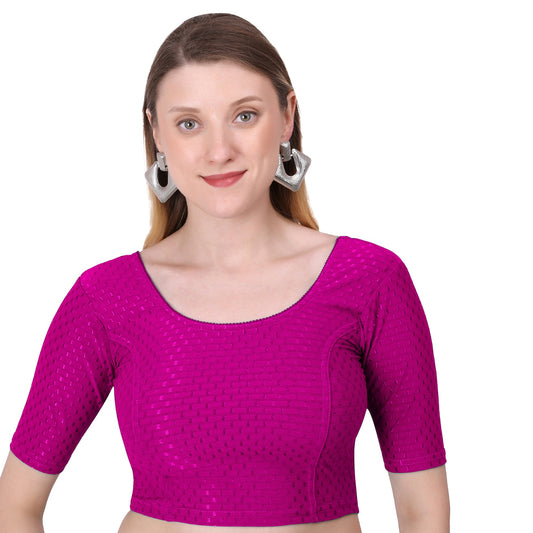 Vamika Cotton Lycra Stretchable Fabric Pink Stretchable Blouse