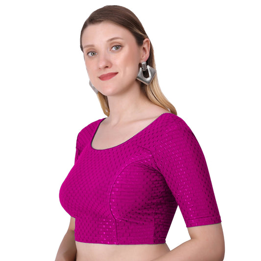 Vamika Cotton Lycra Stretchable Fabric Pink Stretchable Blouse