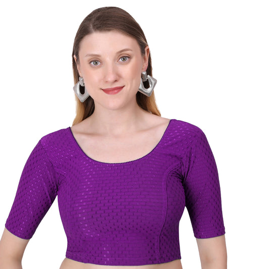 Vamika Cotton Lycra Stretchable Fabric Purple Stretchable Blouse