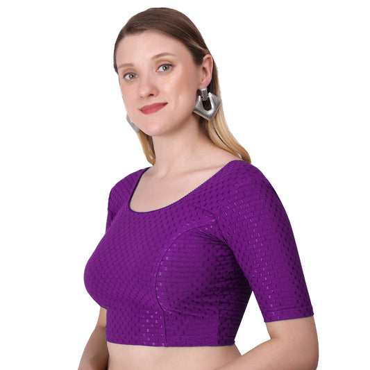 Vamika Cotton Lycra Stretchable Fabric Purple Stretchable Blouse