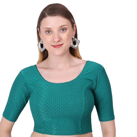 Vamika Cotton Lycra Stretchable Fabric Rama Green Stretchable Blouse