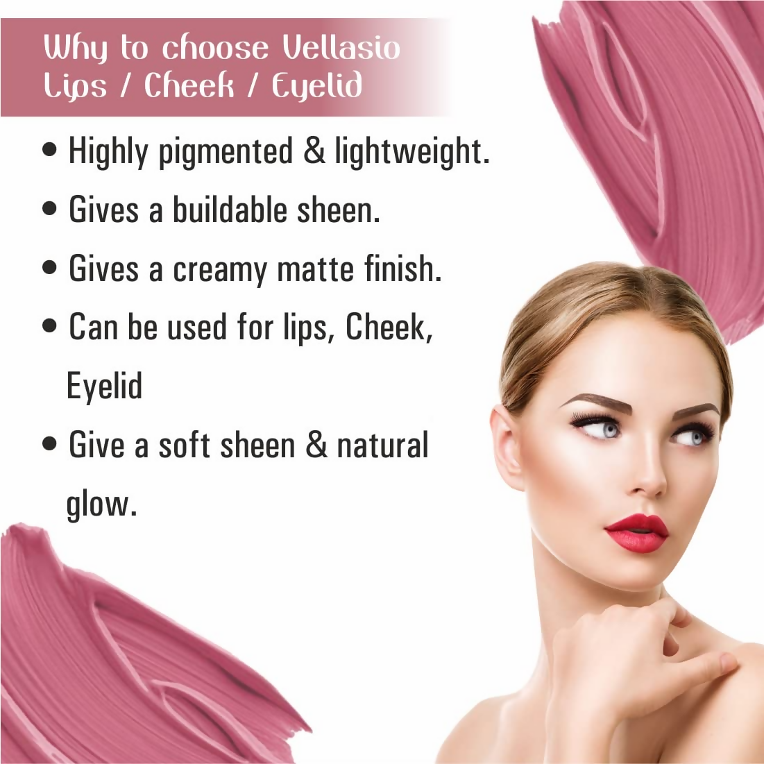 Vellasio Vegan Lip and cheek tint - Pink Brown  Grab2Buy Vellasio Grab2Buy